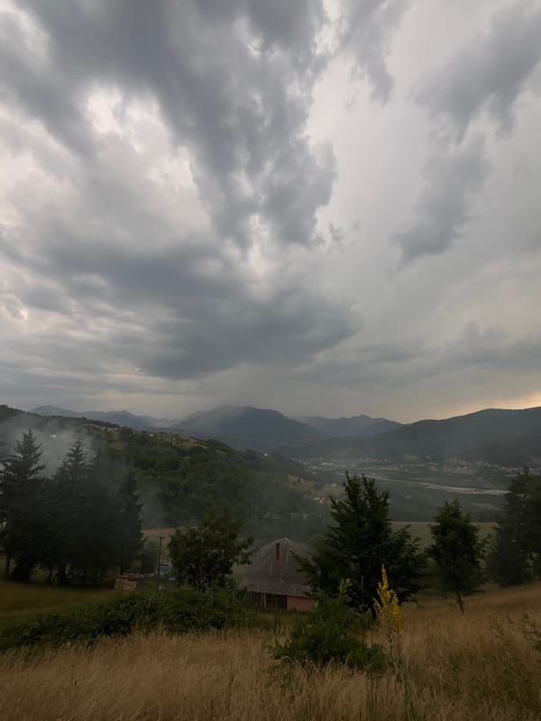 Overcast afternoon in a quiet Montenegrin mountain village