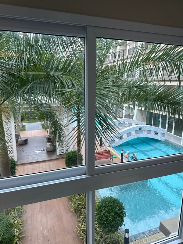 Pattaya residential area with pool activity observed Sunday morning