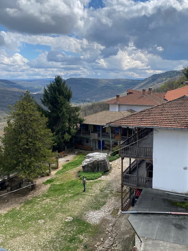 Tourist captures historic Samovodene buildings and Rock Monasteries