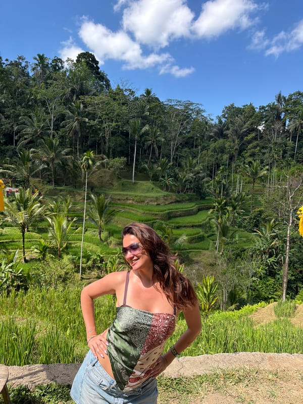 Tourist photoshoot at Bali's famous Tegallalang Rice Terraces