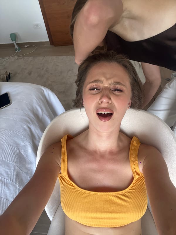 Woman receives beauty treatment in Montenegro coastal town