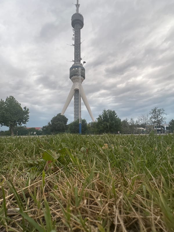 Ordinary afternoon moments documented around Tashkent's television tower district