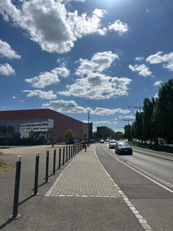 Modern angular building observed in Bischheim, France