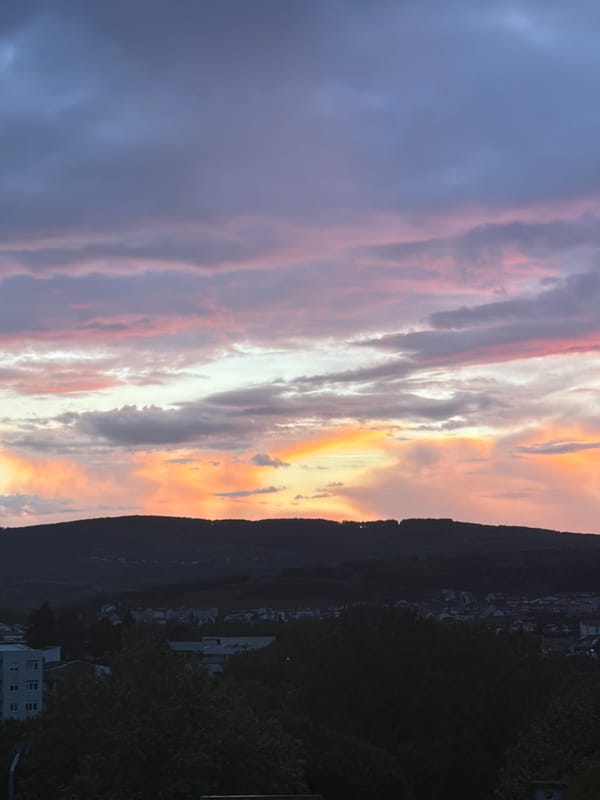 Dramatic sunset documented over Bragança, Portugal residential area