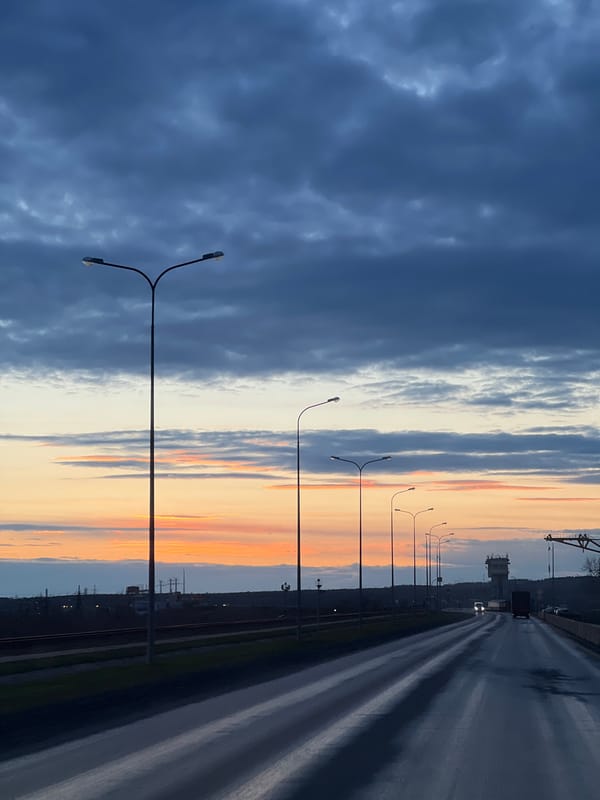 Dramatic sunset clouds captured on Chaikovsky road