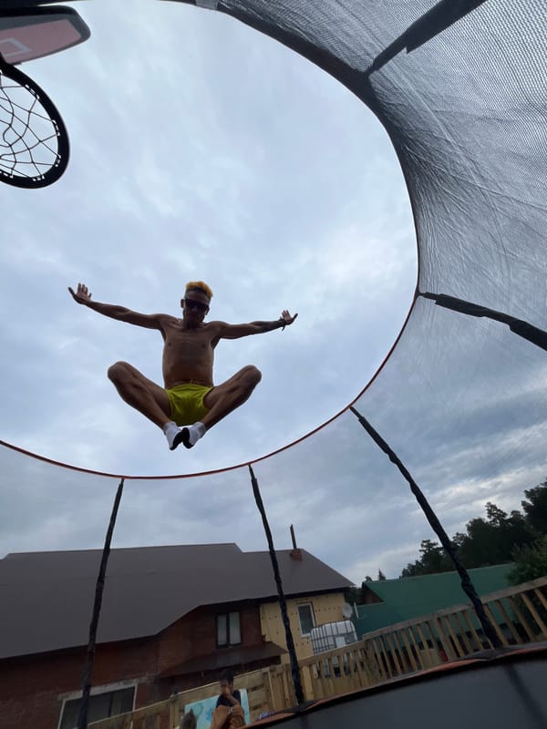 Trampoline jumps and forest trails in Chaikovsky, Russia