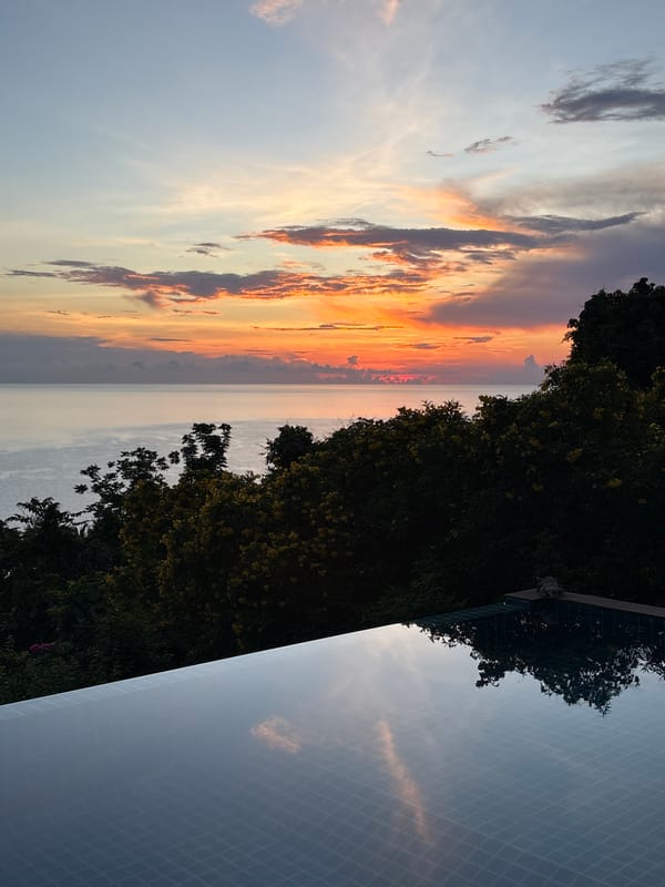Sunset viewed from infinity pool in Ko Samui