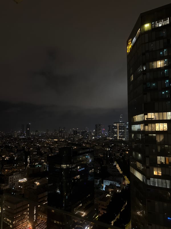 Tel Aviv nights: skyline views and McDonald's on a rooftop