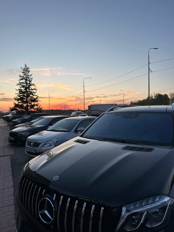 Mercedes convoy parked in Молодёжный, Russia