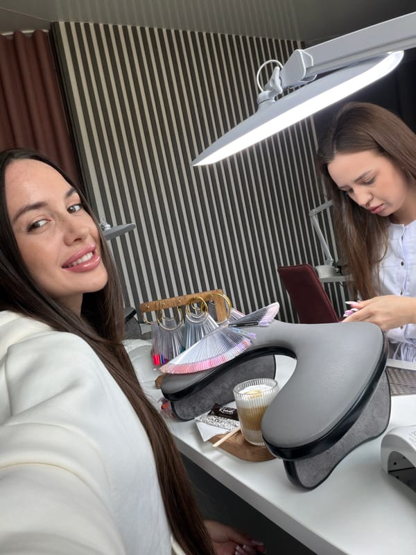 Morning nail salon visit documented in Izhevsk, Russia
