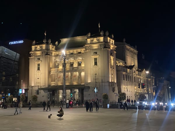Belgrade's illuminated cultural landmarks captured at night
