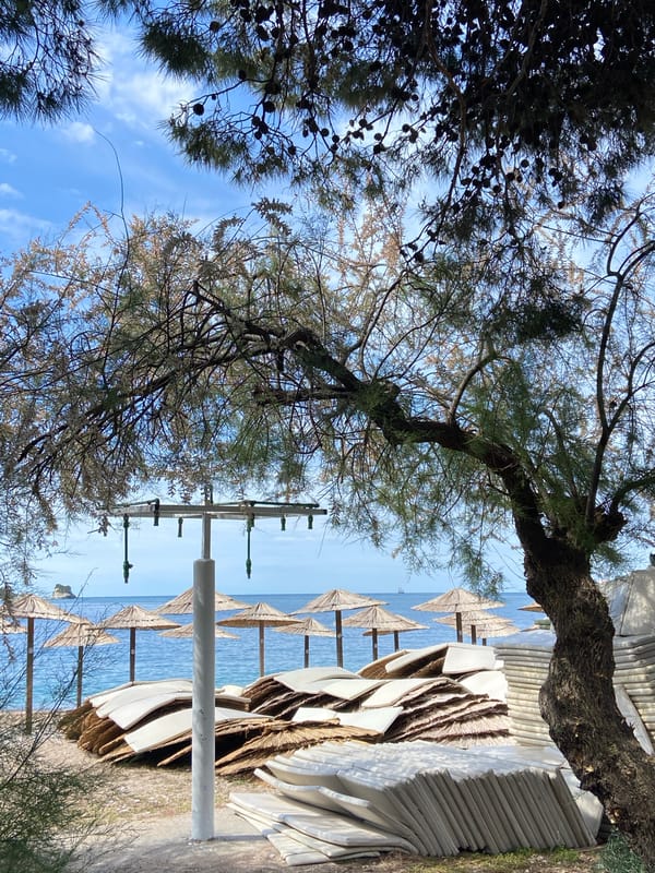 Morning beach preparations documented in Budva, Montenegro
