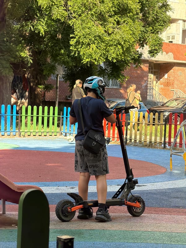 Afternoon playground scenes and wildlife in Burgas residential area