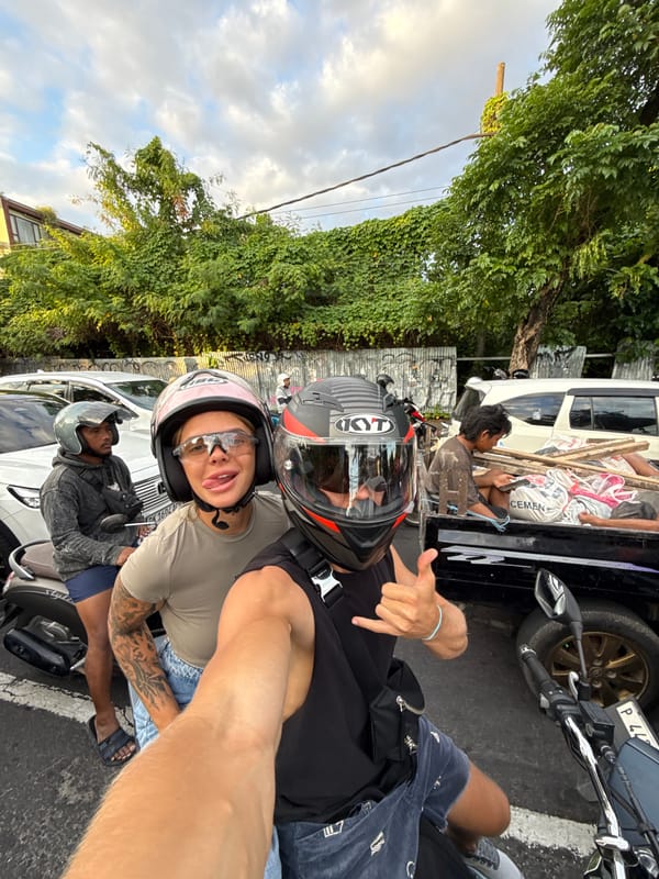 Construction workers take break in truck bed in Kuta