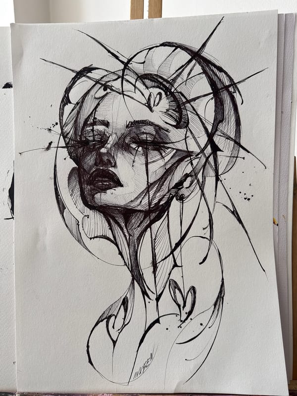 Artist creates abstract portraits and drawings in Sofia morning session