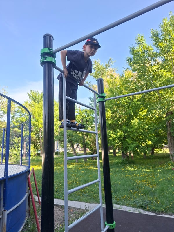 Child plays at Kokshetau playground for eight minutes