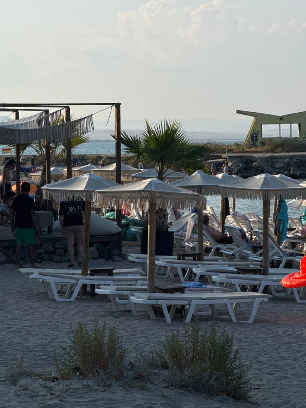 Pomorie beach and pier on a calm summer afternoon