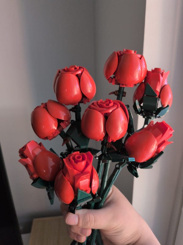 Creative afternoon: LEGO roses, colored pencils, pizza prep in Finland