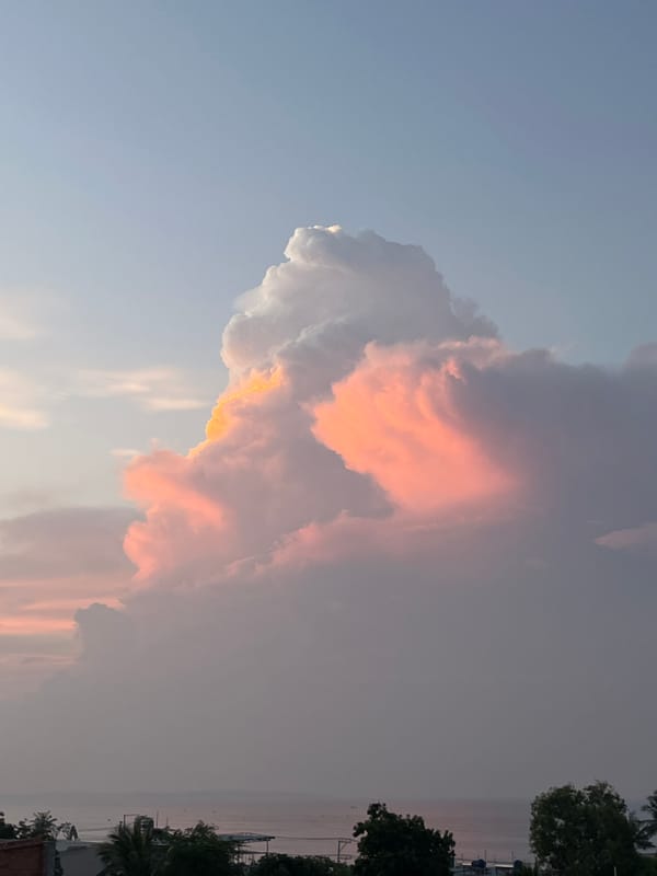Sunset sky and rooftop views over Mũi Né, Vietnam