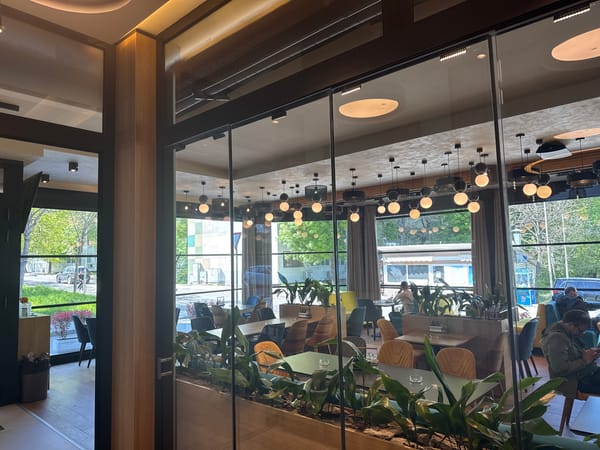 Daytime restaurant scene captured in Burgas, Bulgaria