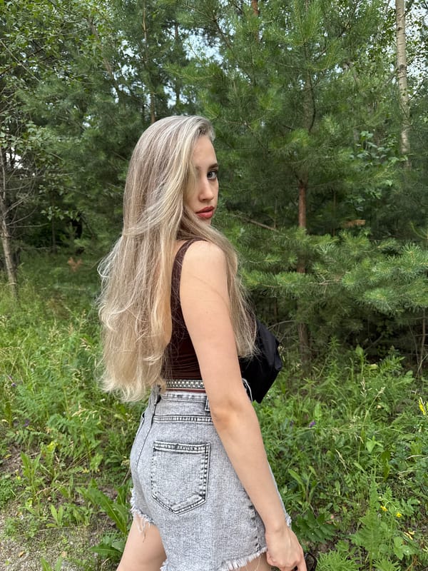 Casual afternoon outing in a Krasnoyarsk park or forest