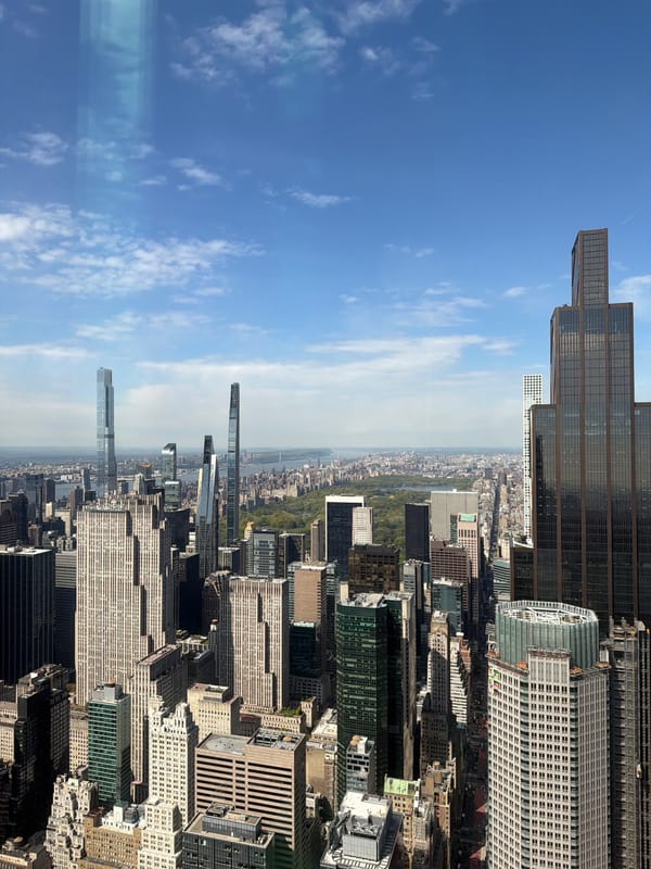 Visitors gather at NYC observation deck on clear evening