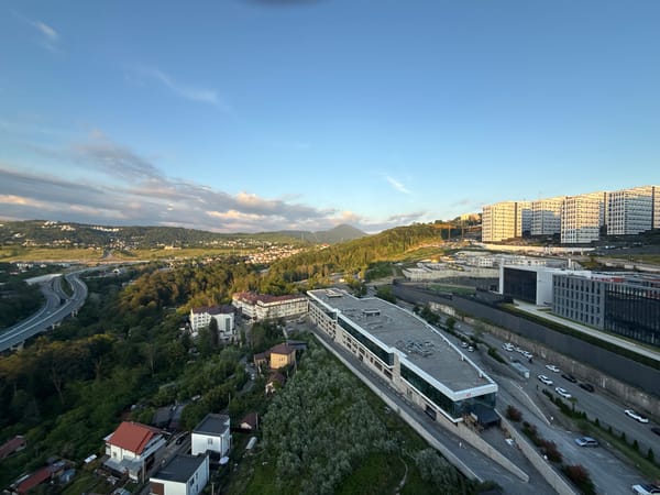Golden hour views document Sochi's hillside residential development