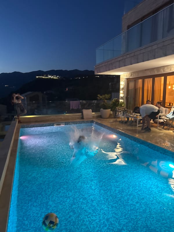 Men jump from balcony into pool in Montenegro