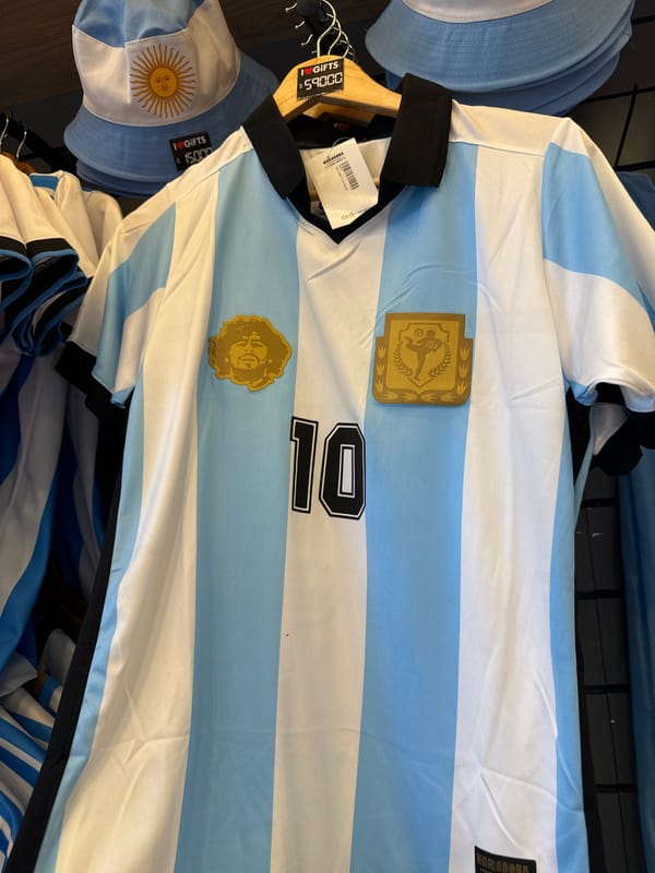 Argentina soccer merchandise spotted across Buenos Aires retail stores