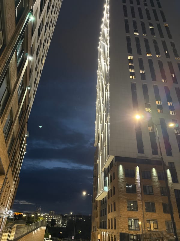Nighttime urban photography documented in Ufa residential district
