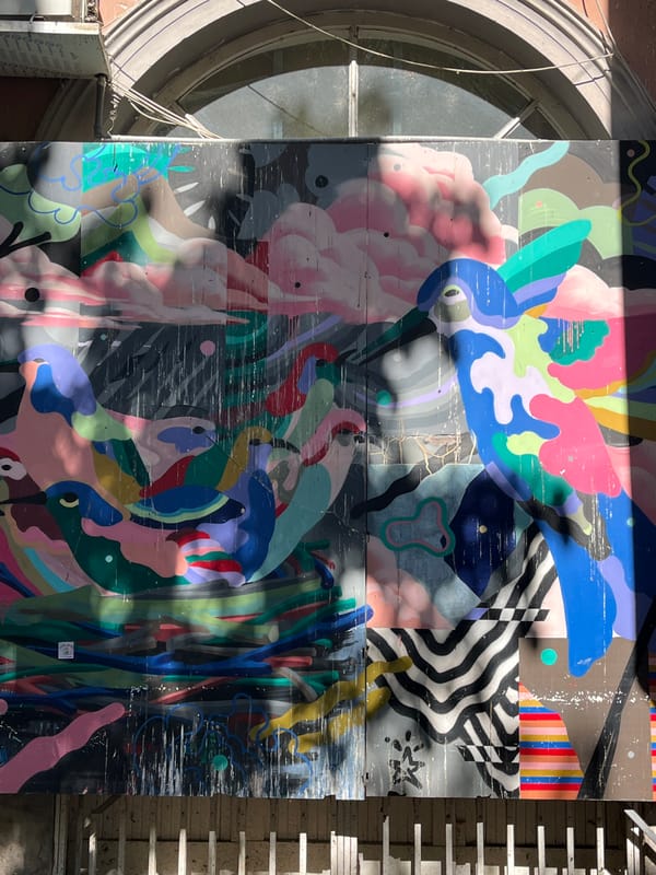 Colorful abstract mural spotted on building wall in Novi Sad