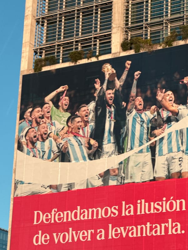 Argentine soccer team celebration billboard spotted in Buenos Aires