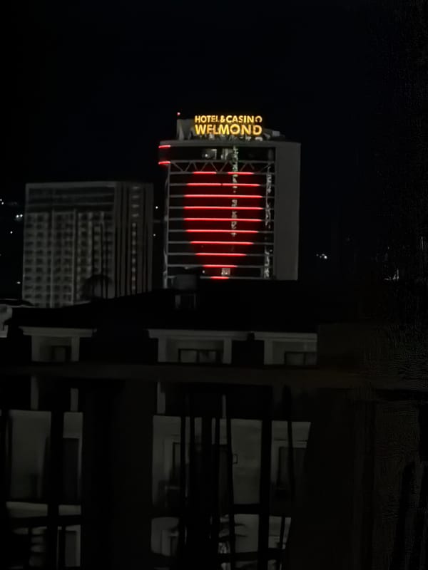 Full Moon Illuminates Batumi Night Sky and Casino District