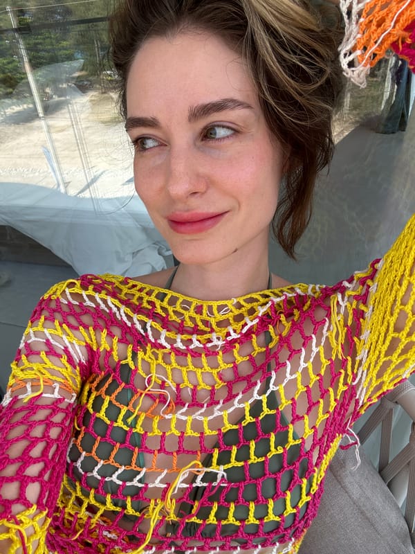 Woman enjoys dragon fruit at Thai beach resort