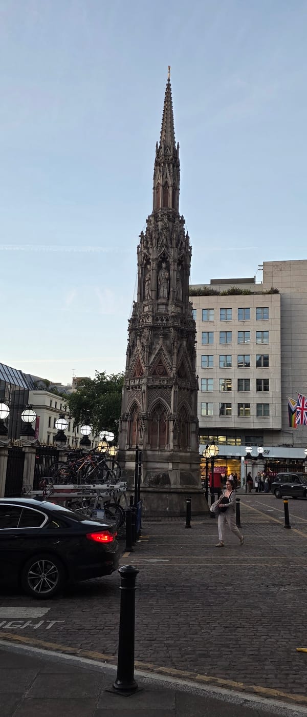 Albert Memorial observed in Kensington Gardens, London evening