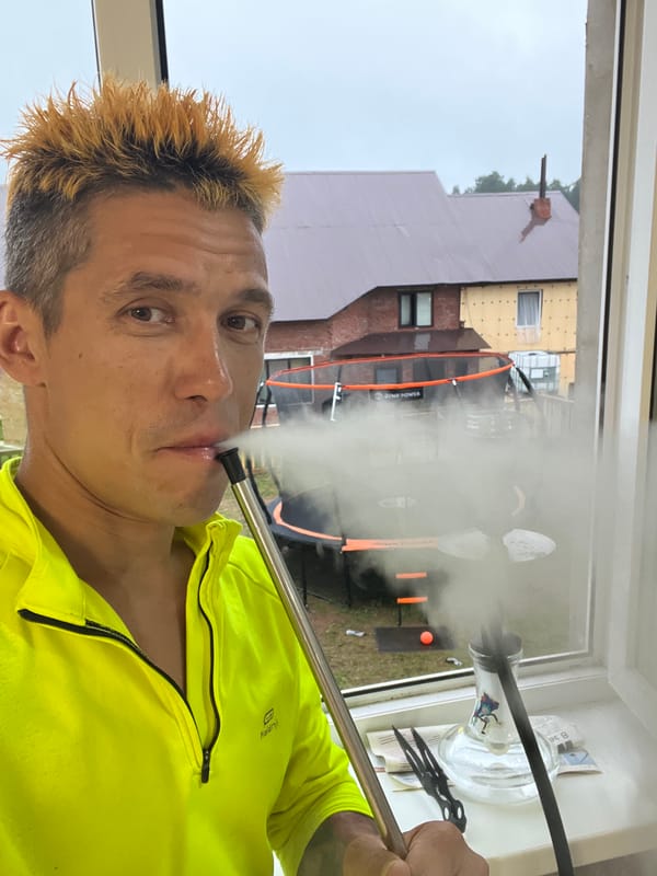 Hookah session at home with pets nearby, Chaikovsky