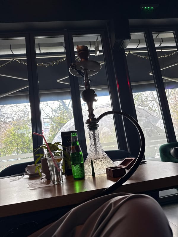 Hookah lounge scene documented in Plovdiv, Bulgaria