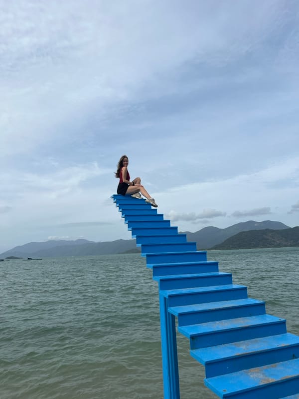 Tourists pose at Vietnam coastal photo spots on Valentine's morning