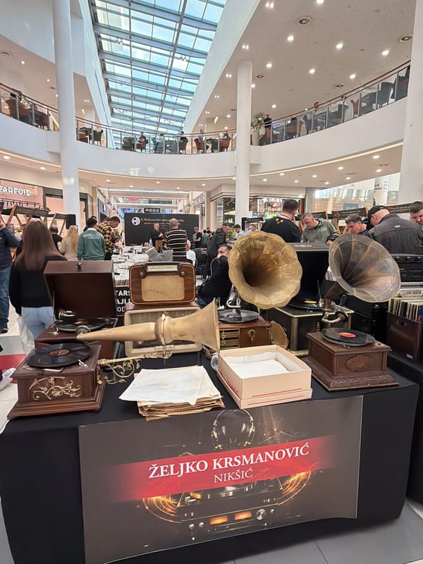 Vintage audio equipment displayed at international fair in Podgorica