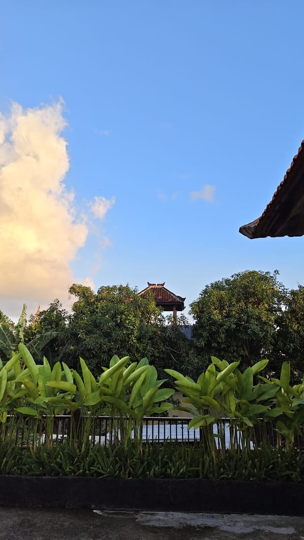 Traditional Balinese home details in afternoon light