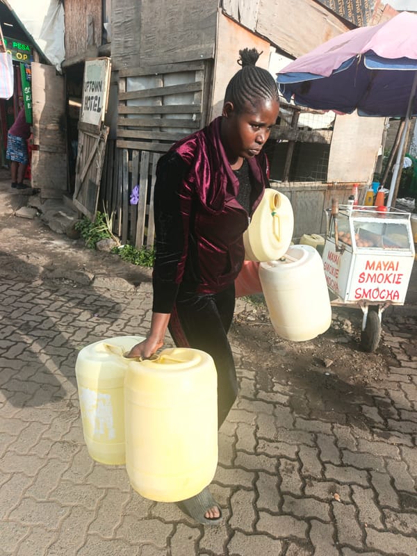 Daily life moments and waste pile documented in Nairobi