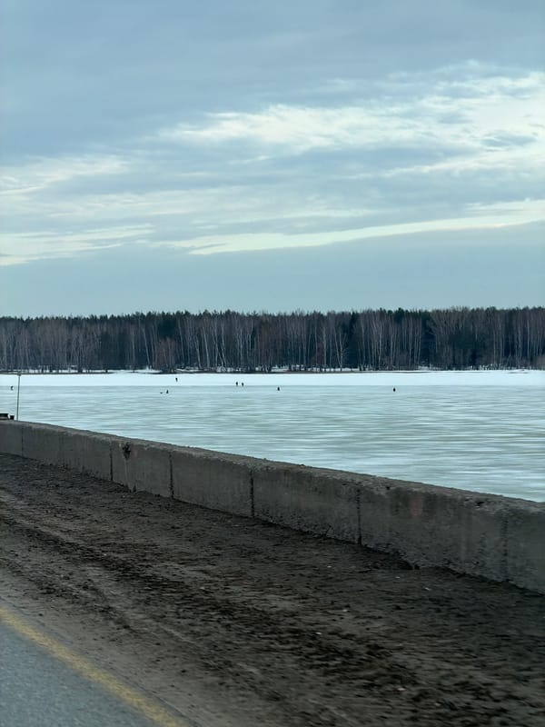 Early morning view of calm reservoir in Chaikovsky, Russia