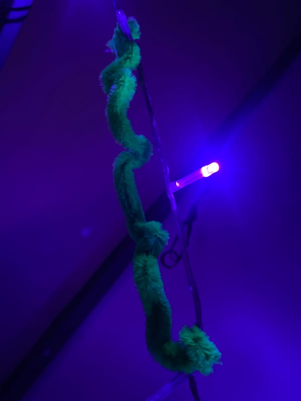 Green pipe cleaner and blue LEDs observed in Thailand