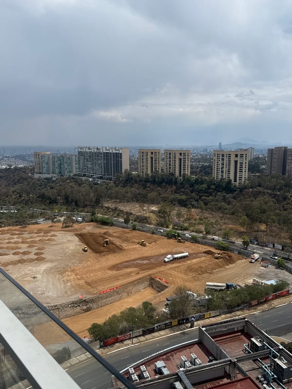 Aerial views show active construction site in Mexico City