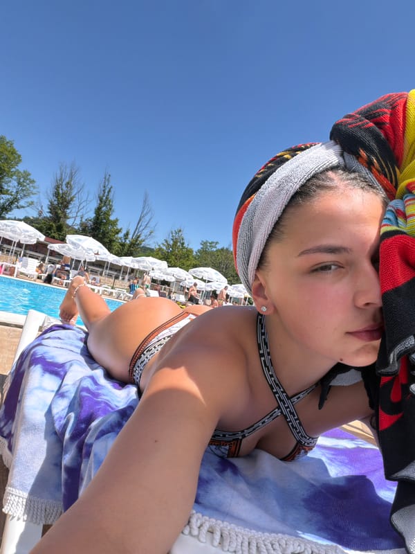 Poolside hangout on a sunny summer morning in Gabrovo