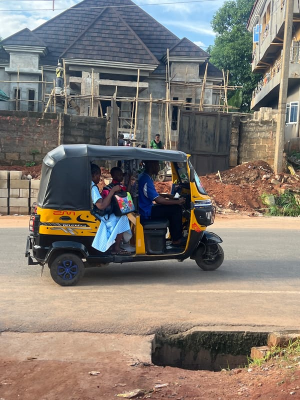 Everyday street life on the roads of Nkpor, Nigeria