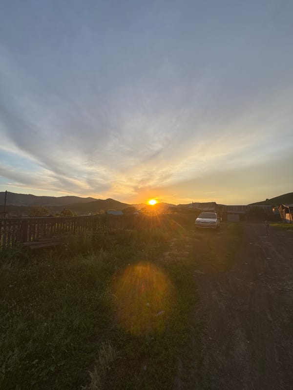 Sunset photography session in rural Soloneshnoye village, Russia
