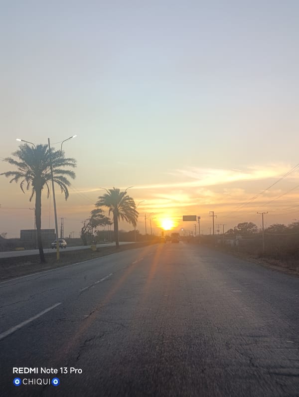 Road scene captured in El Dátil, Venezuela evening