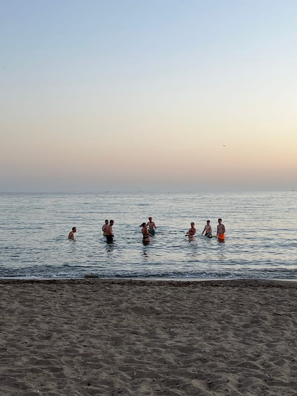 Sunset swim and city streets on a Marseille summer evening
