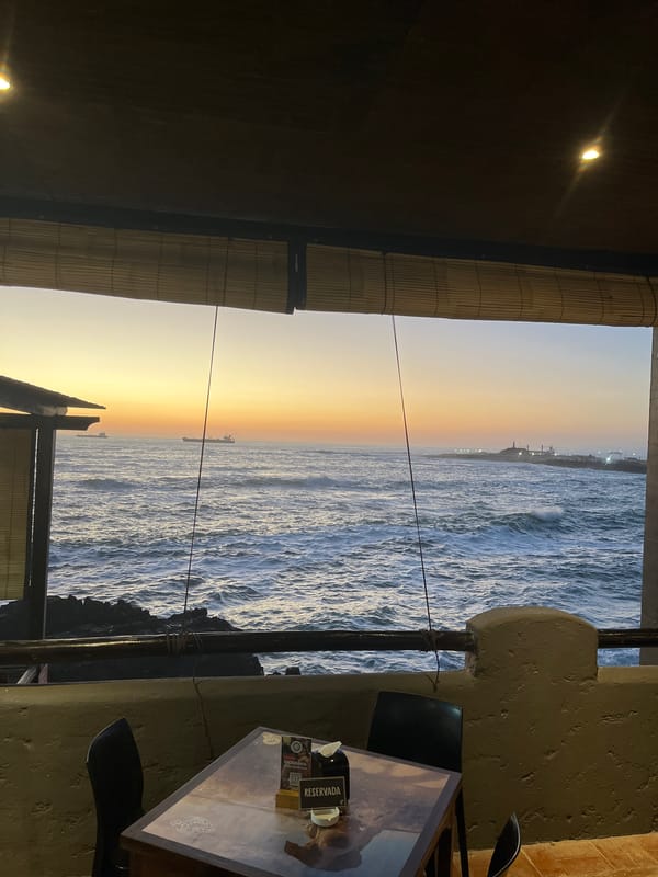 Sunset observed from seaside establishment in Arica, Chile